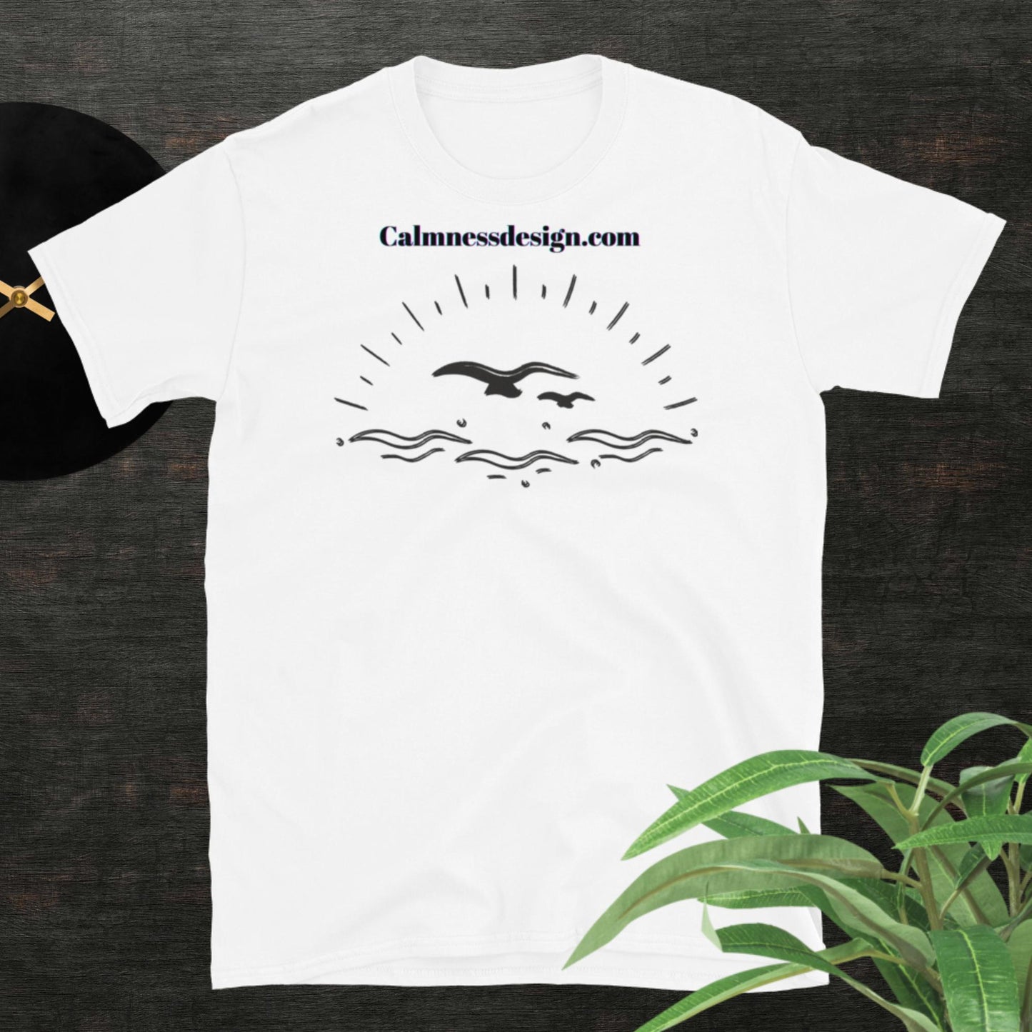 Calmnessdesign.com, Ocean Sea Wave With Birds,  Short-Sleeve Unisex T-Shirt