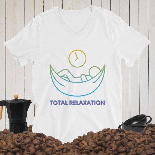 Total Relaxation, Unisex Short Sleeve V-Neck T-Shirt