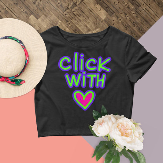 Click With Hearts, Women’s Crop Tee