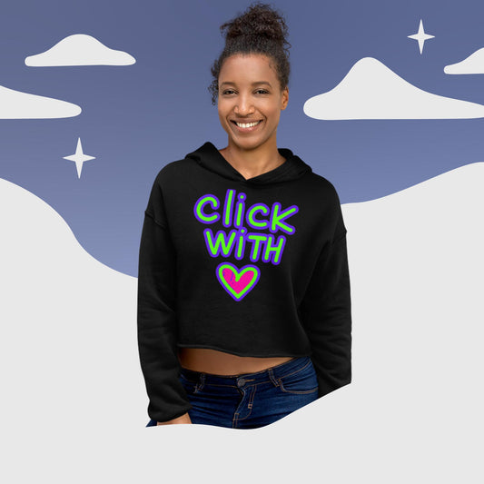 Click With Hearts, Crop Hoodie