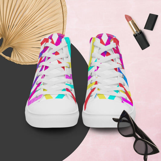 Designs Colorful, Parallels Lines, Women’s high top canvas shoes