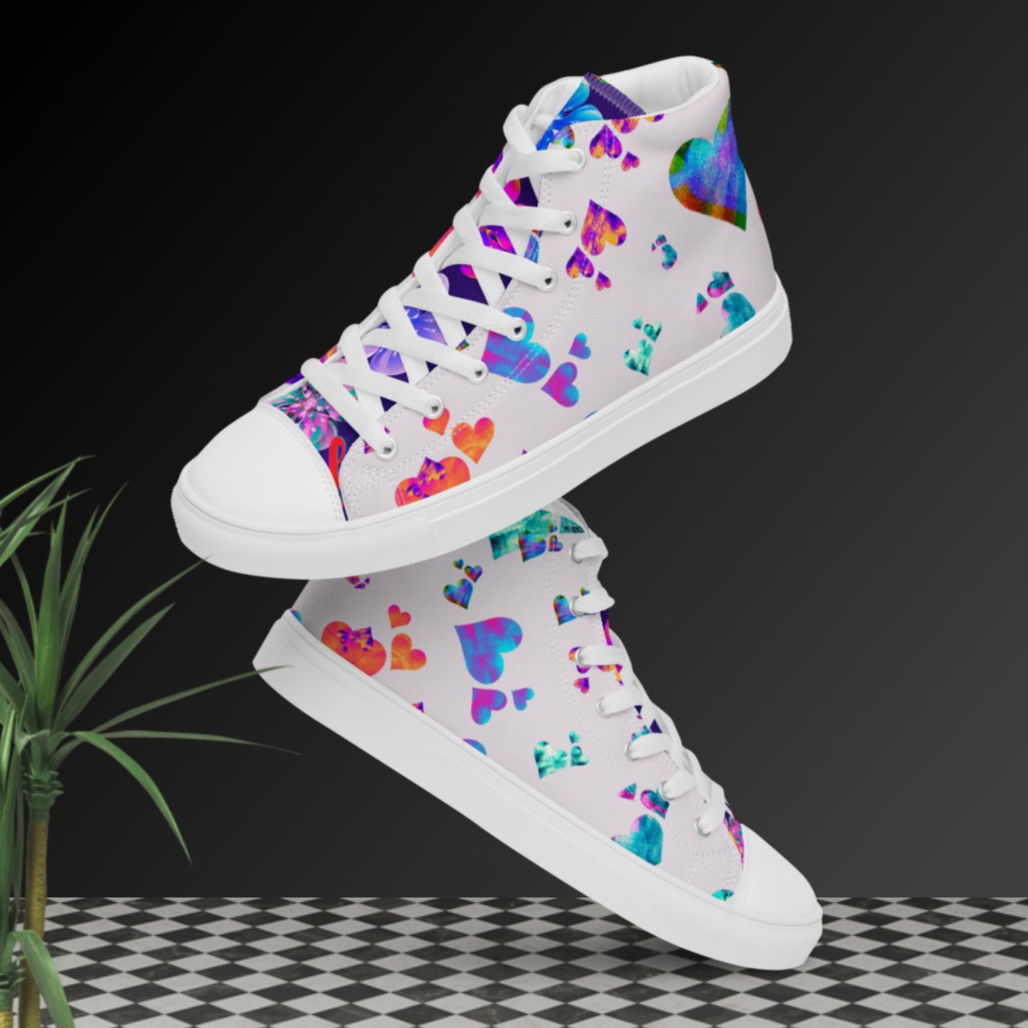 Static Hearts,   Women’s high top canvas shoes