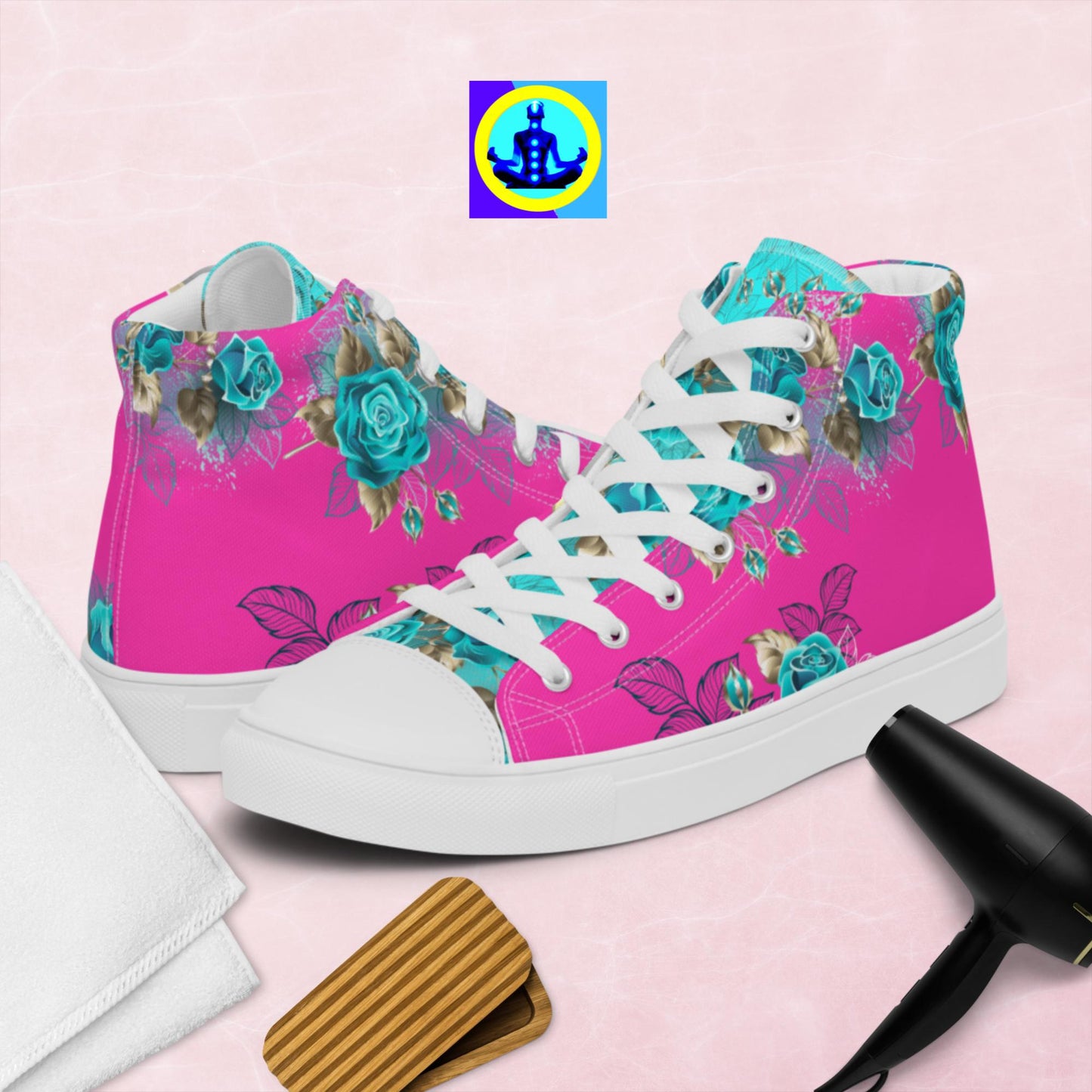 Heart  With Roses An Silk Lace, Women’s high top canvas shoes