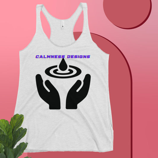 Calmness Designs, Water Drops, Hand,  Women's Racerback Tank