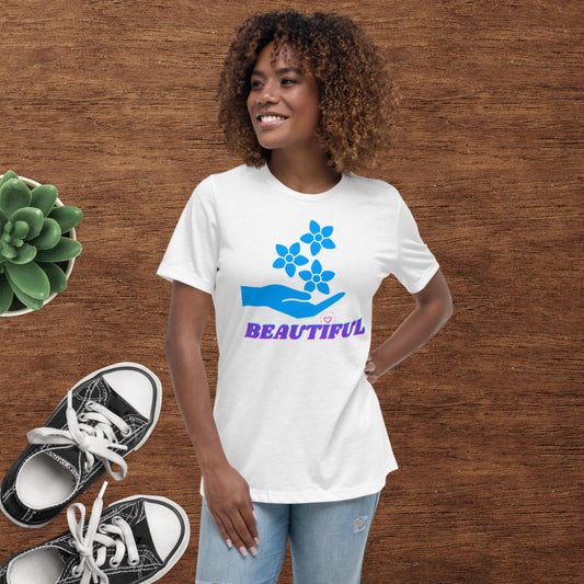 Beautiful, Hand, Roses, Women's Relaxed T-Shirt