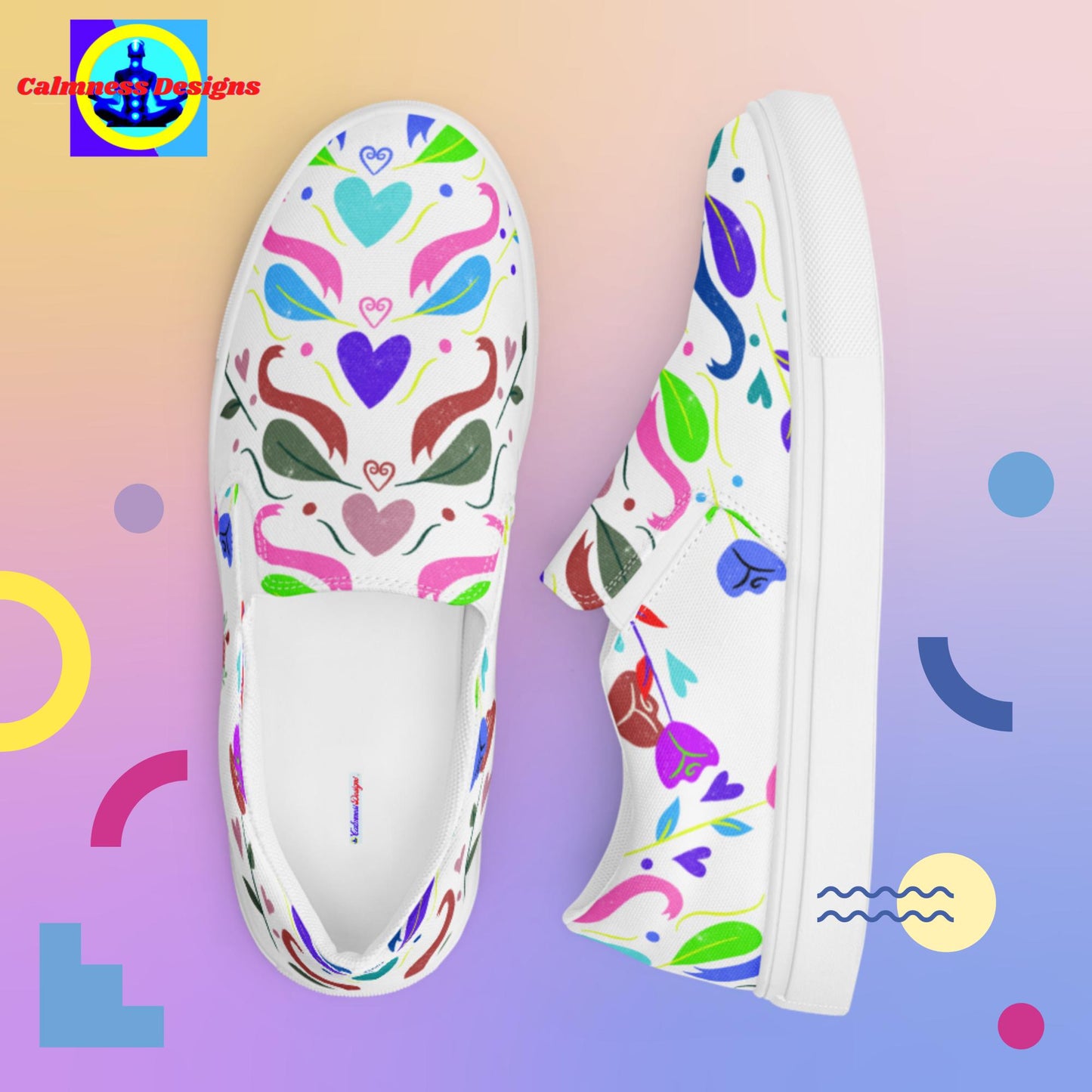 Floral Valentines Flowers,  Women’s slip-on canvas shoes